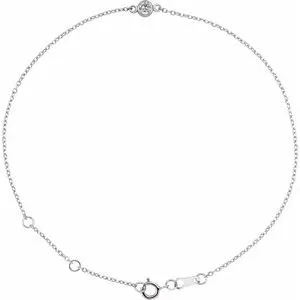 Platinum Natural White Sapphire Bezel-Set Solitaire 6 1/2-7 1/2" Bracelet
