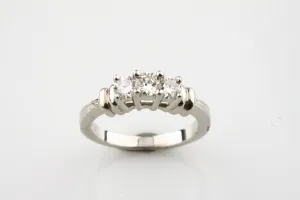 Platinum Three Stone Round Diamond Ring Size 3.75 TDW = 0.40 ct