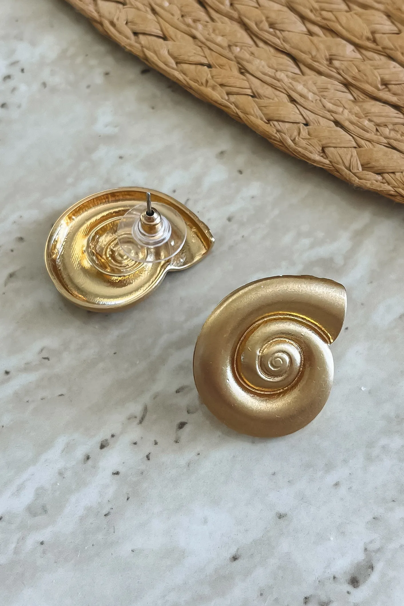 Playing Mermaids Gold Sea Shell Earrings