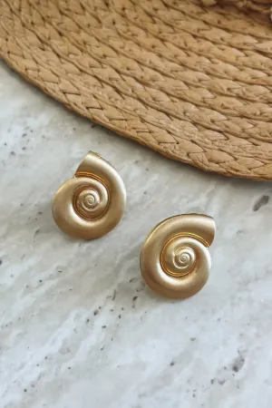 Playing Mermaids Gold Sea Shell Earrings