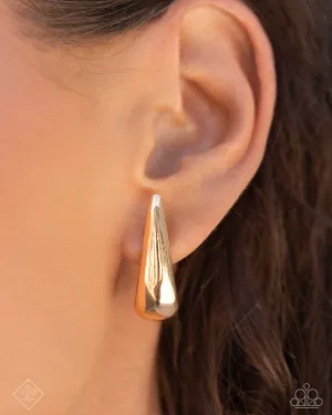 Positive Change - Gold - Teardrop Paparazzi Hinge Hoop Earrings - September 2024 Sunset Sightings