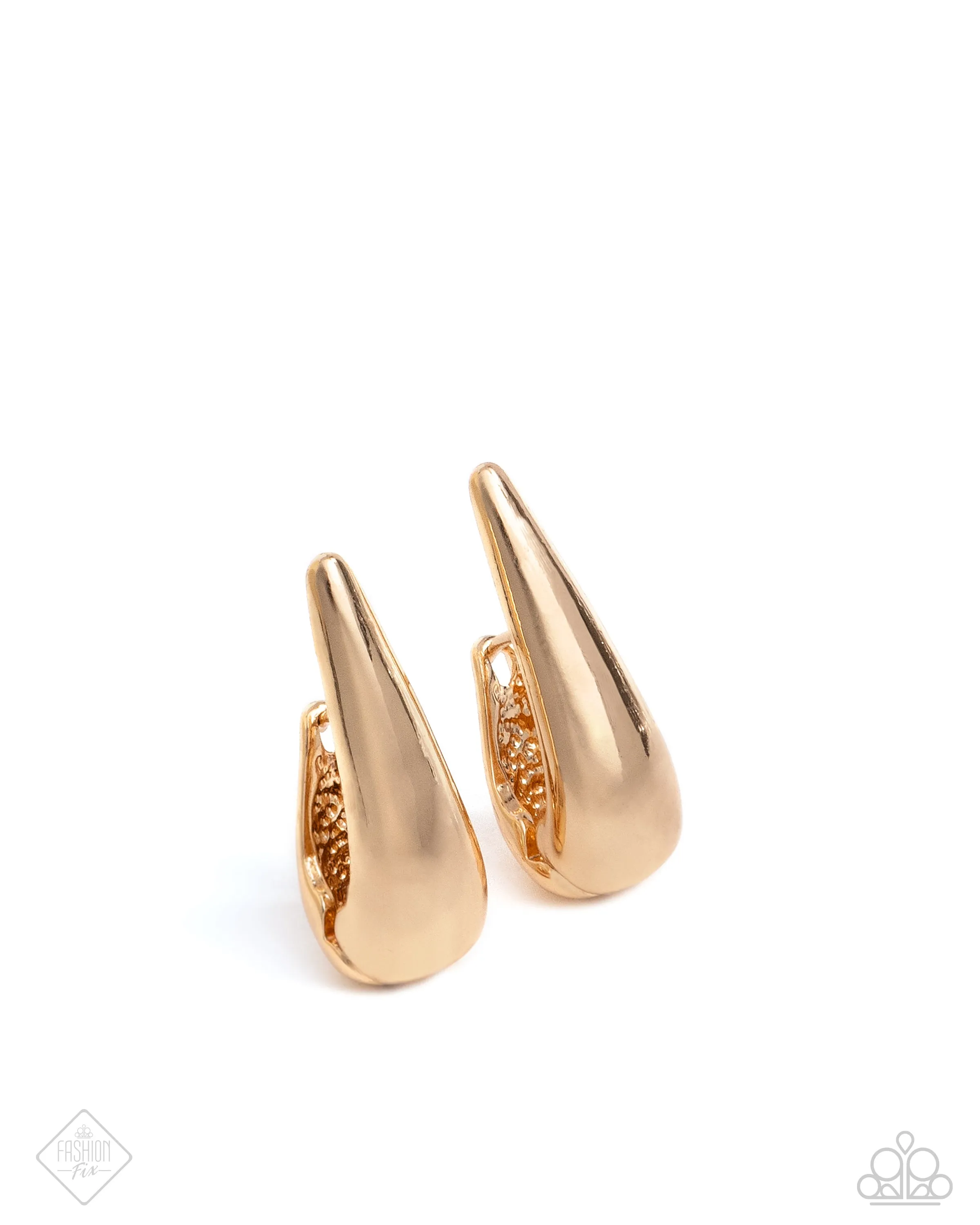 Positive Change - Gold - Teardrop Paparazzi Hinge Hoop Earrings - September 2024 Sunset Sightings