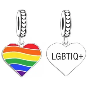 Pride Rainbow Heart LGBTIQ  Dangle Pendant Charm