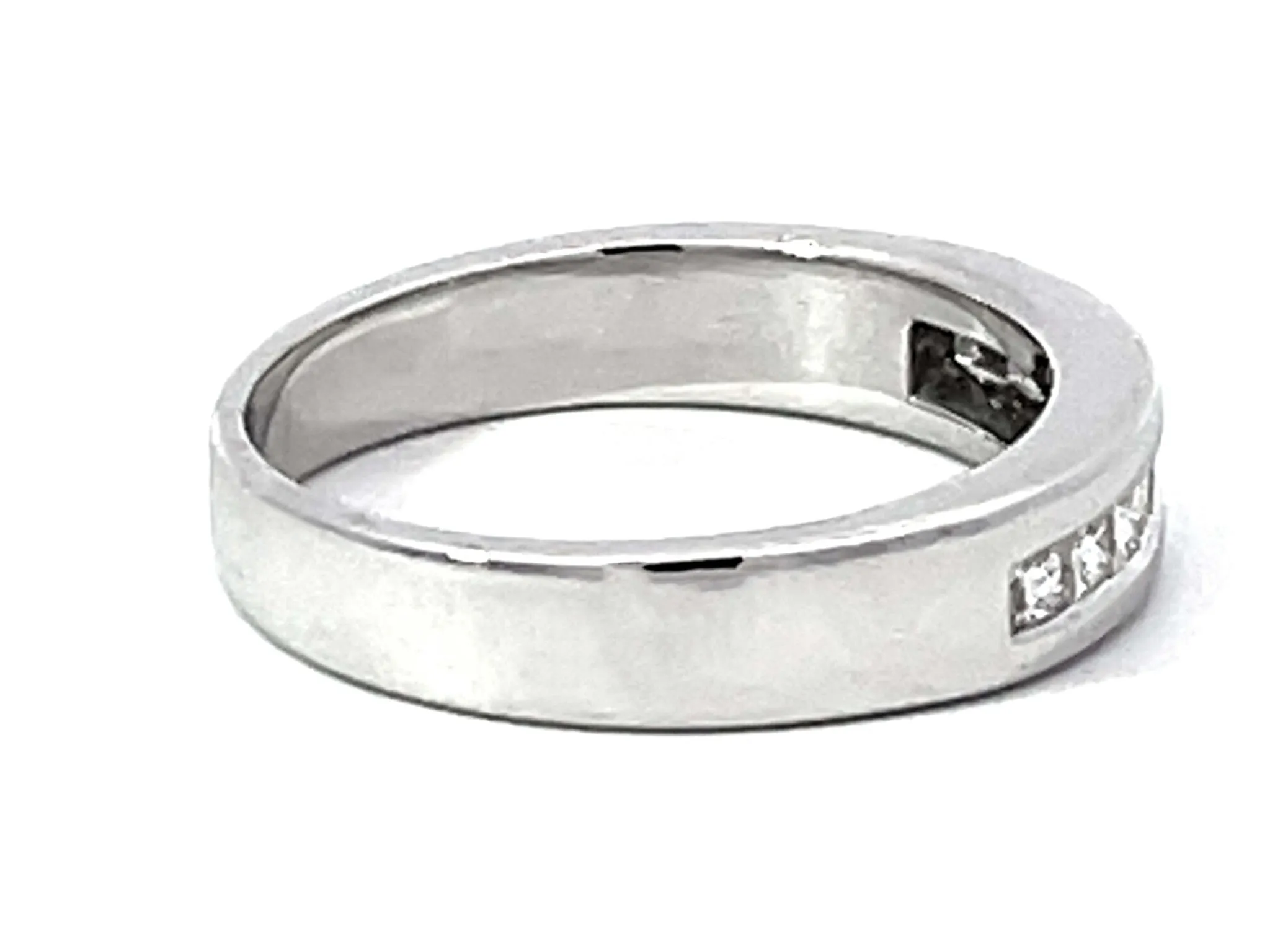 Princess Cut Diamond Band Ring Solid 14K White Gold