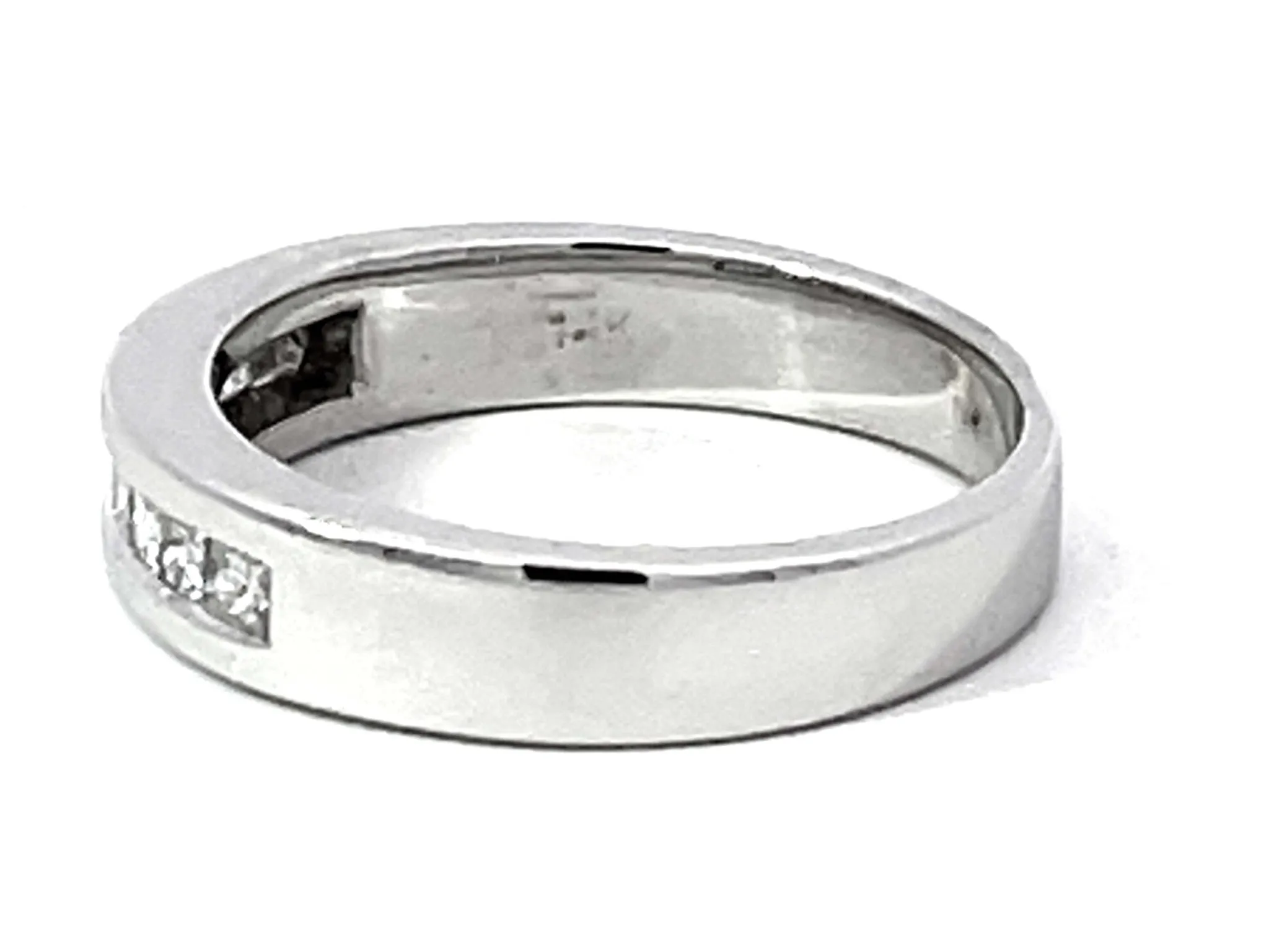 Princess Cut Diamond Band Ring Solid 14K White Gold
