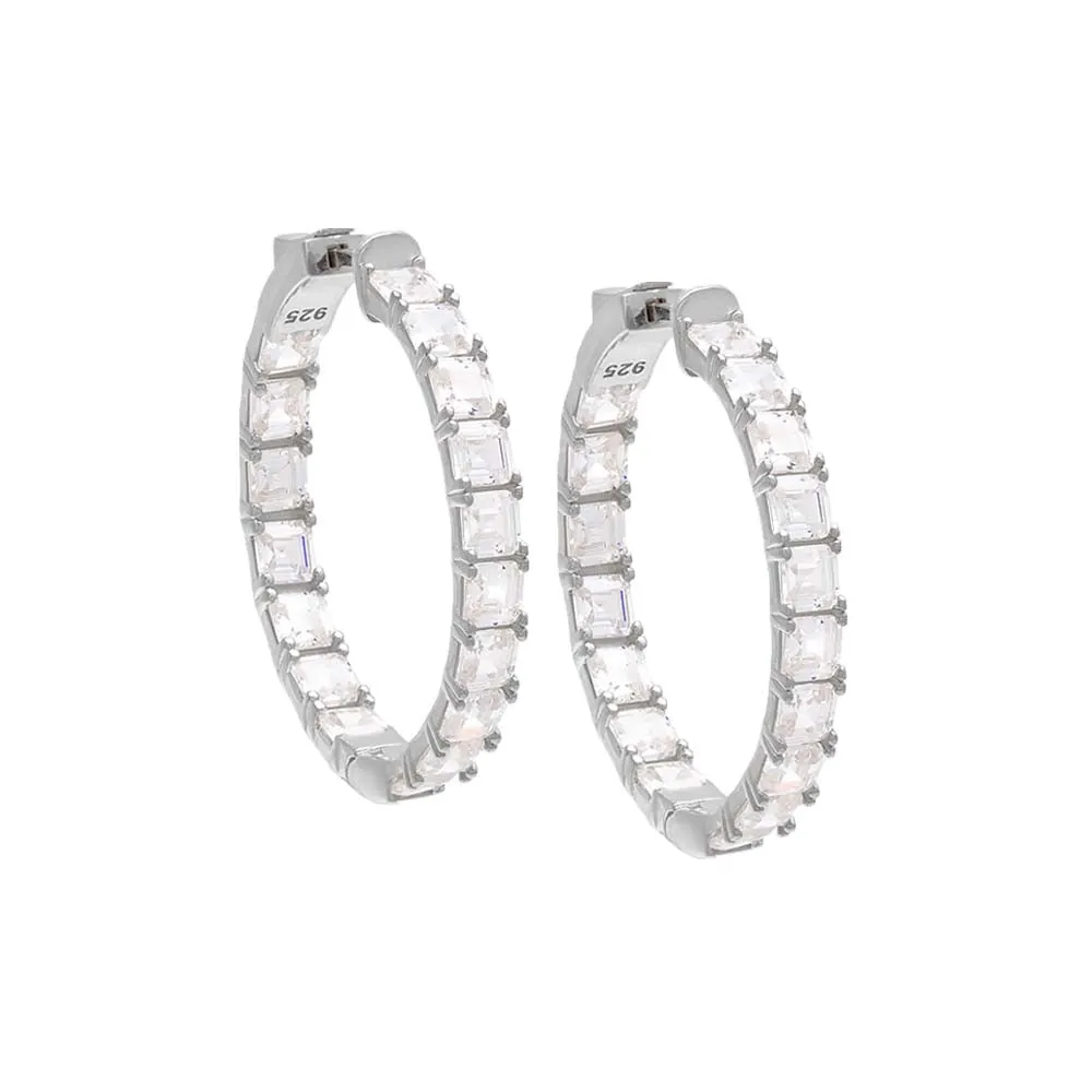 Princess Cut Eternity Hoop Earring