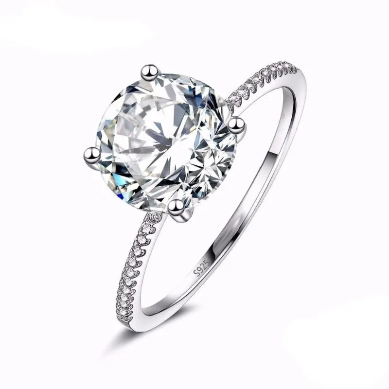 Princess Heart Zircon Ring For Women Silver Wedding Jewelry