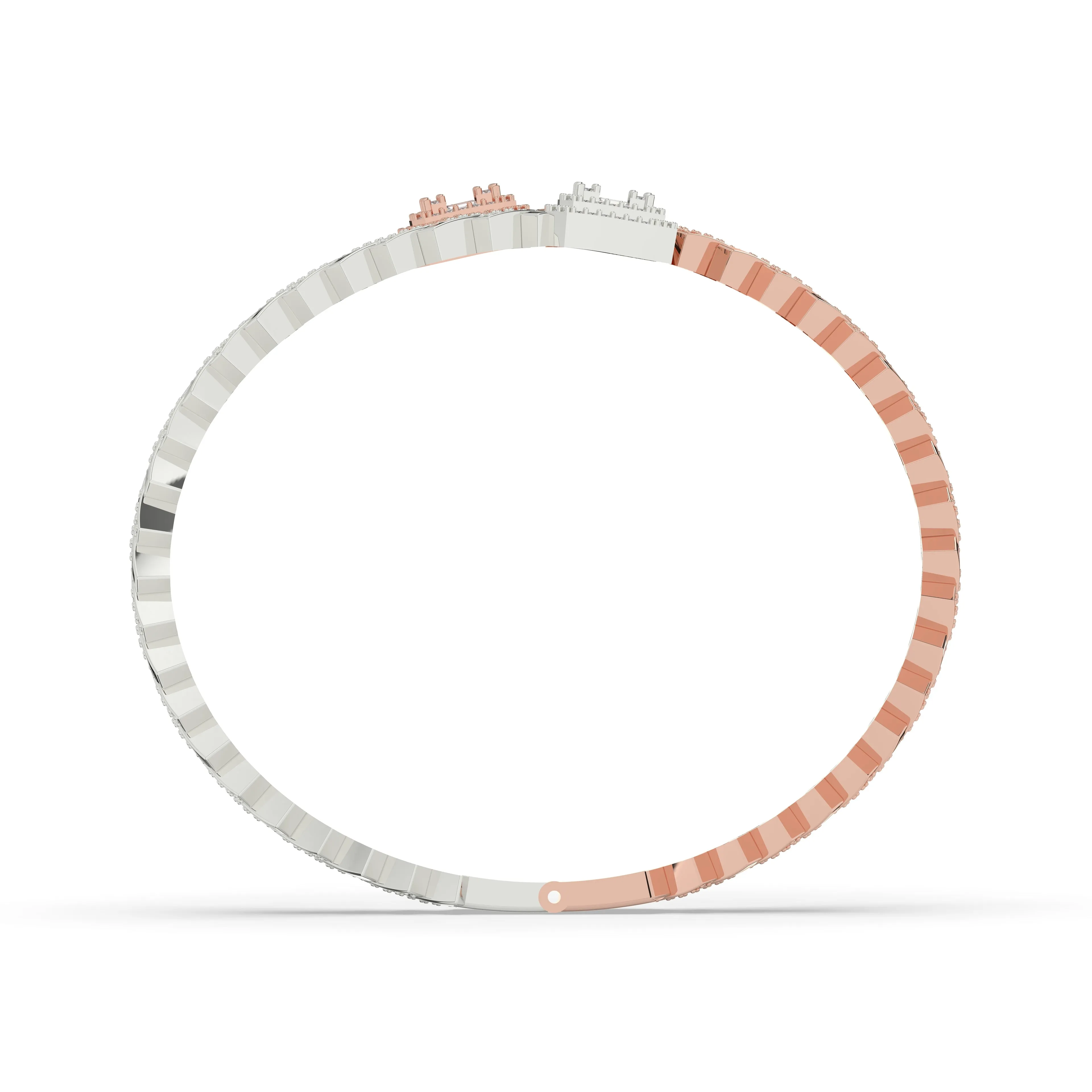 Prong Set Cuban Diamond Baguette Bangle