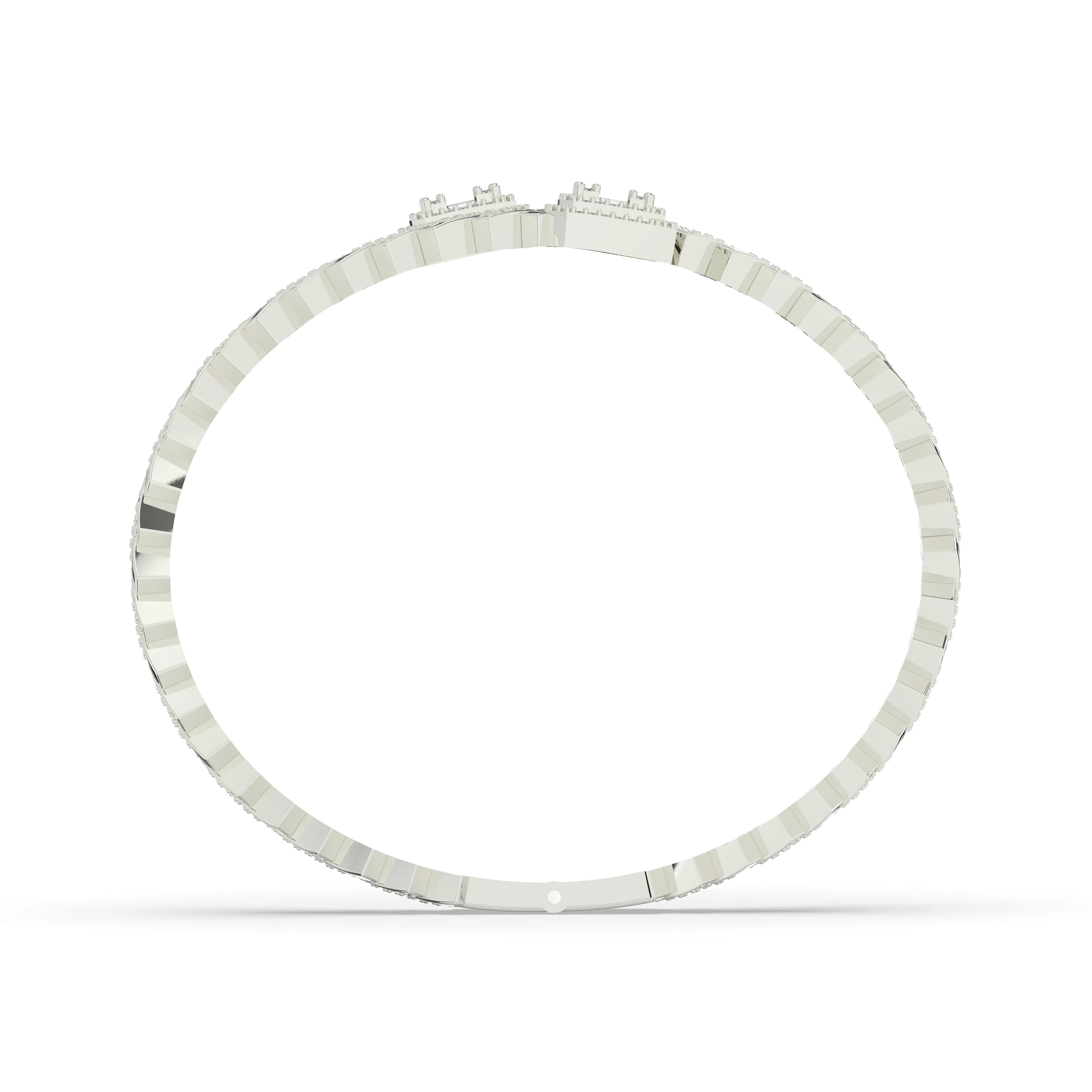 Prong Set Cuban Diamond Baguette Bangle
