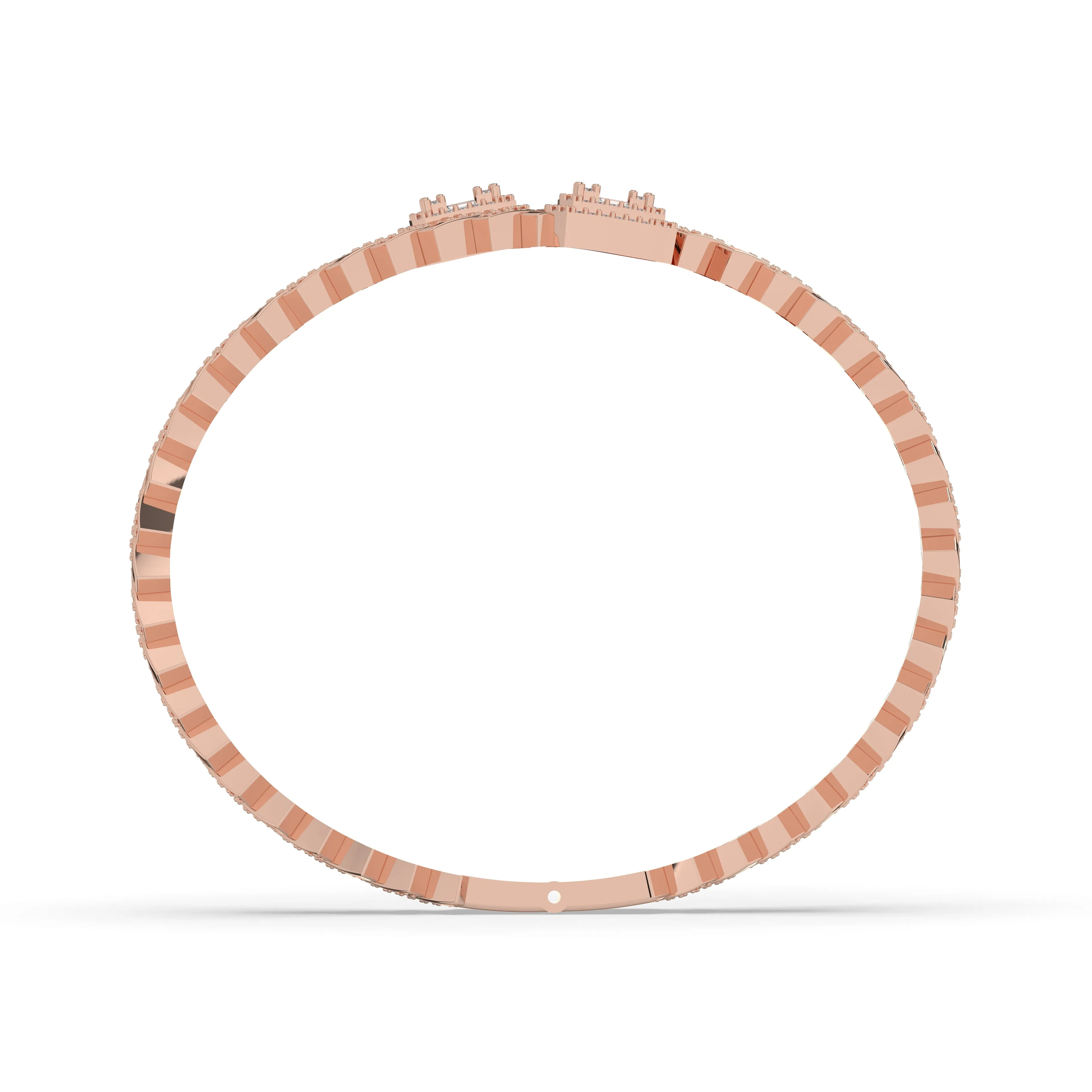 Prong Set Cuban Diamond Baguette Bangle