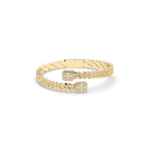 Prong Set Cuban Diamond Baguette Bangle