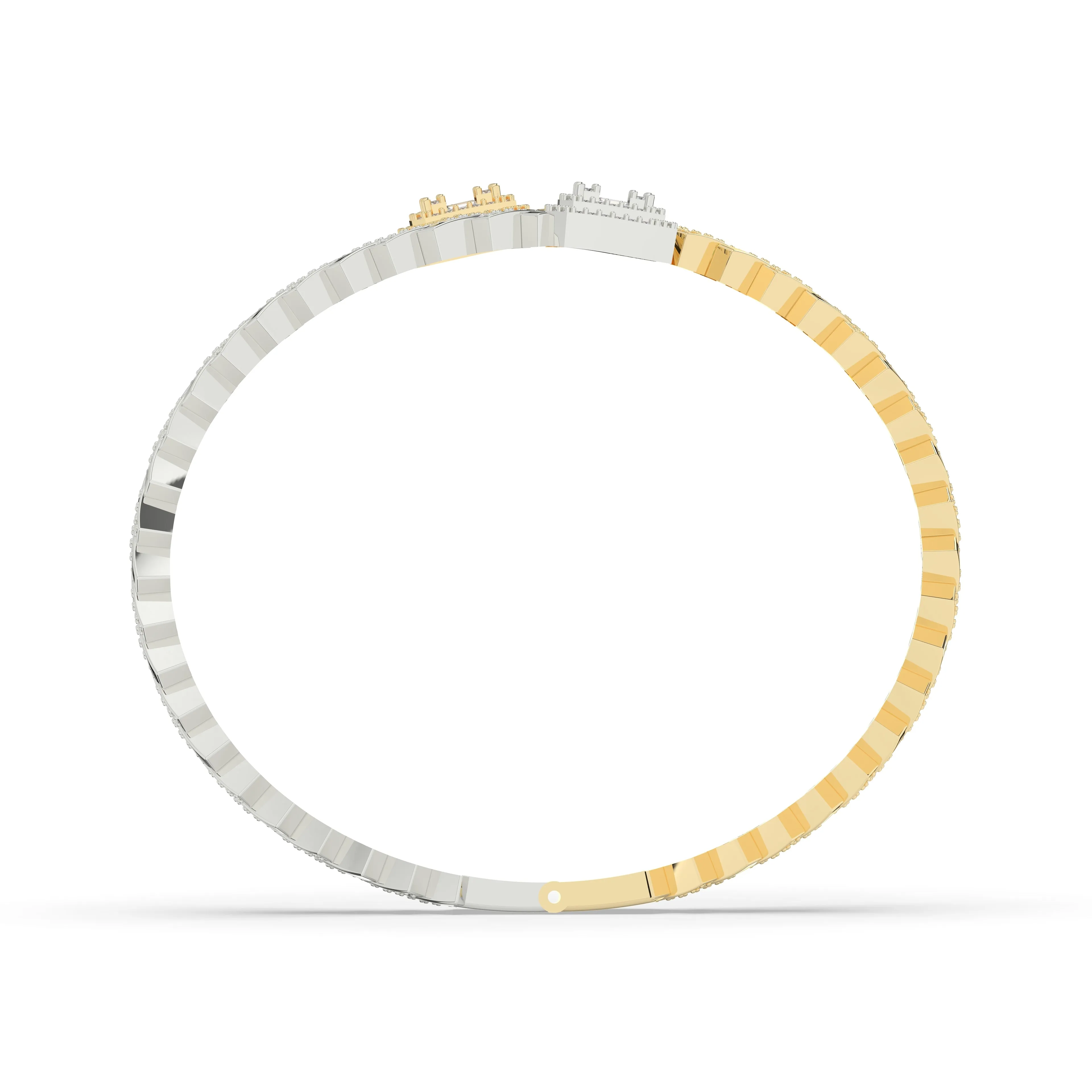 Prong Set Cuban Diamond Baguette Bangle