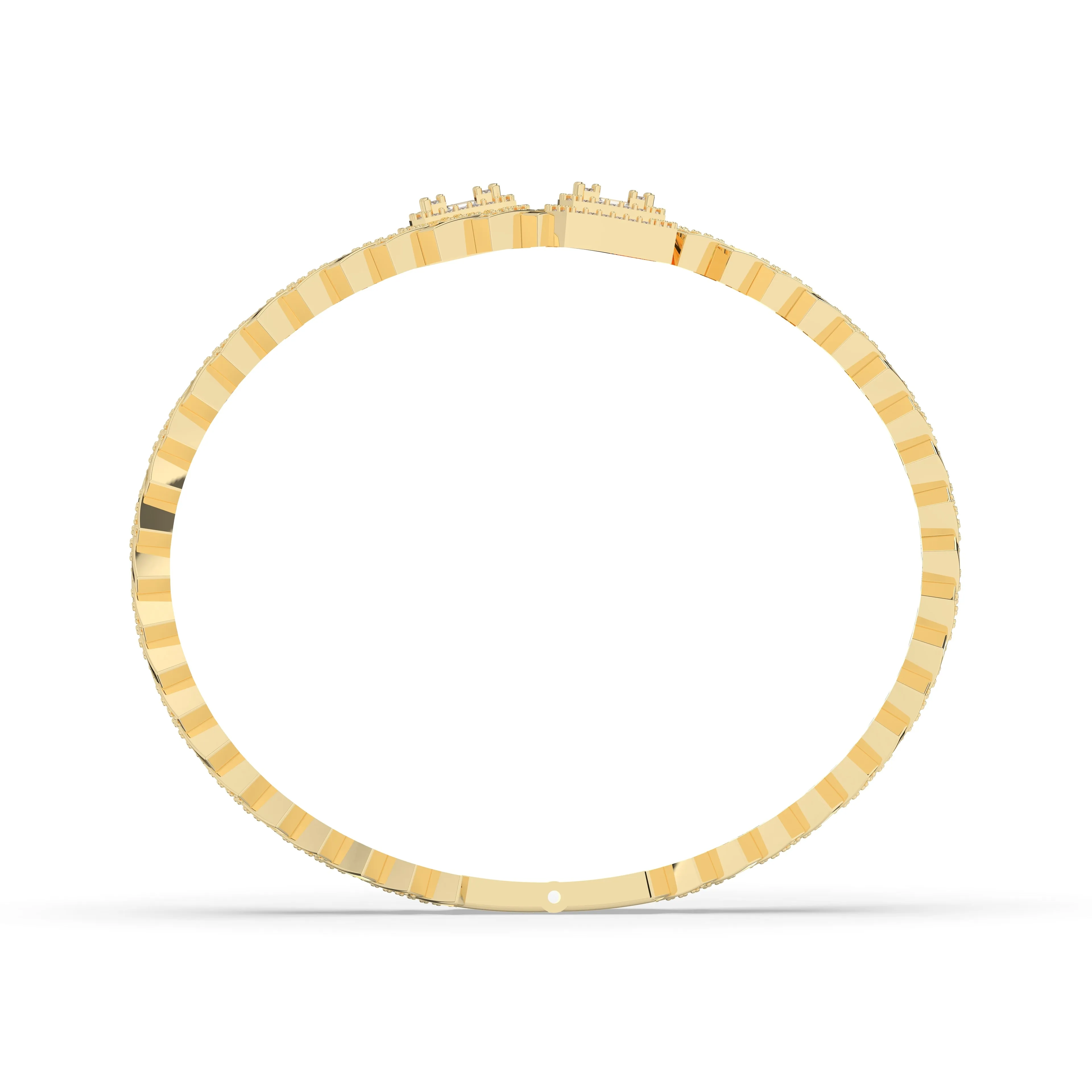 Prong Set Cuban Diamond Baguette Bangle