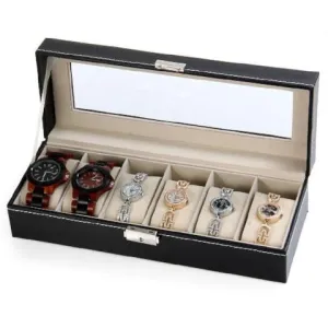 PU Leather 6 Grids Watch Box