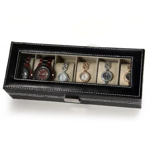PU Leather 6 Grids Watch Box