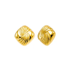 Puffy Lined Square Stud Earring