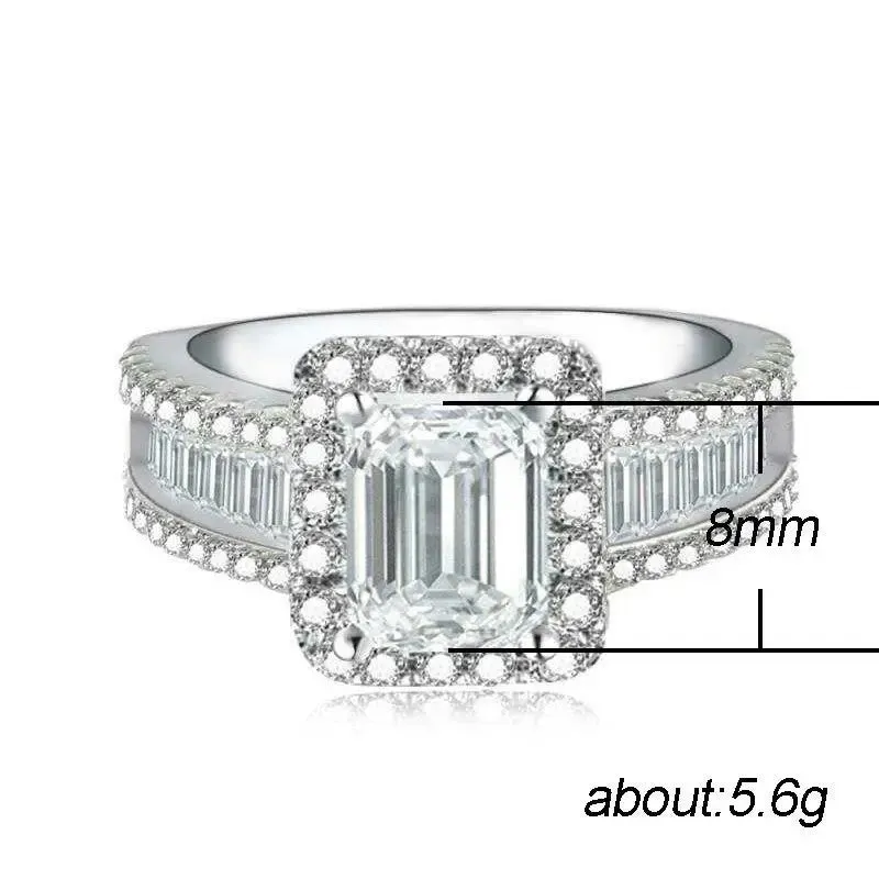 Pure Natural White 3 Carats Moissanite Gemstone S925 Silver color Ring for Women Anillos De Jewelry Bizuteria Rings