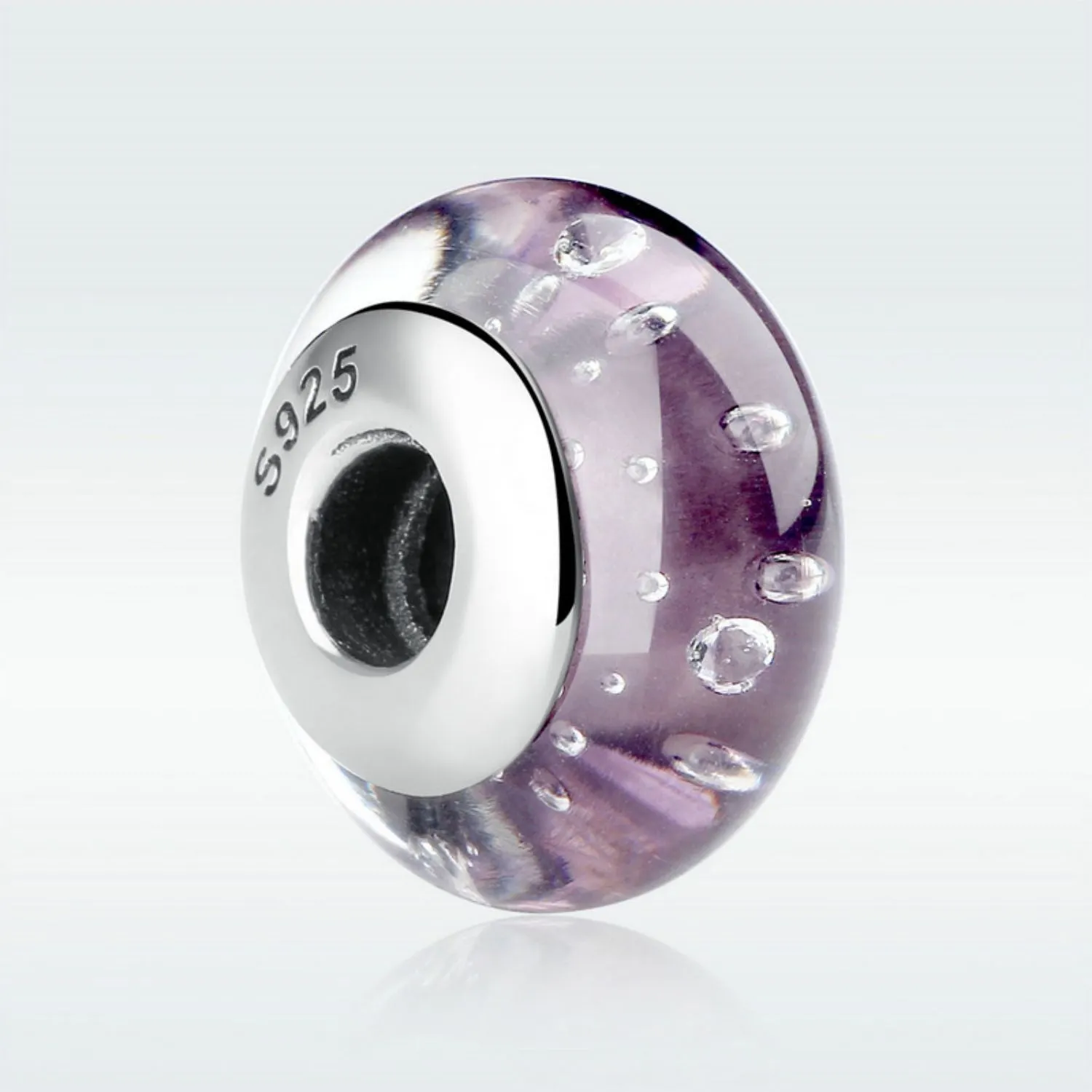 Purple Bubbles Murano Bead Charm