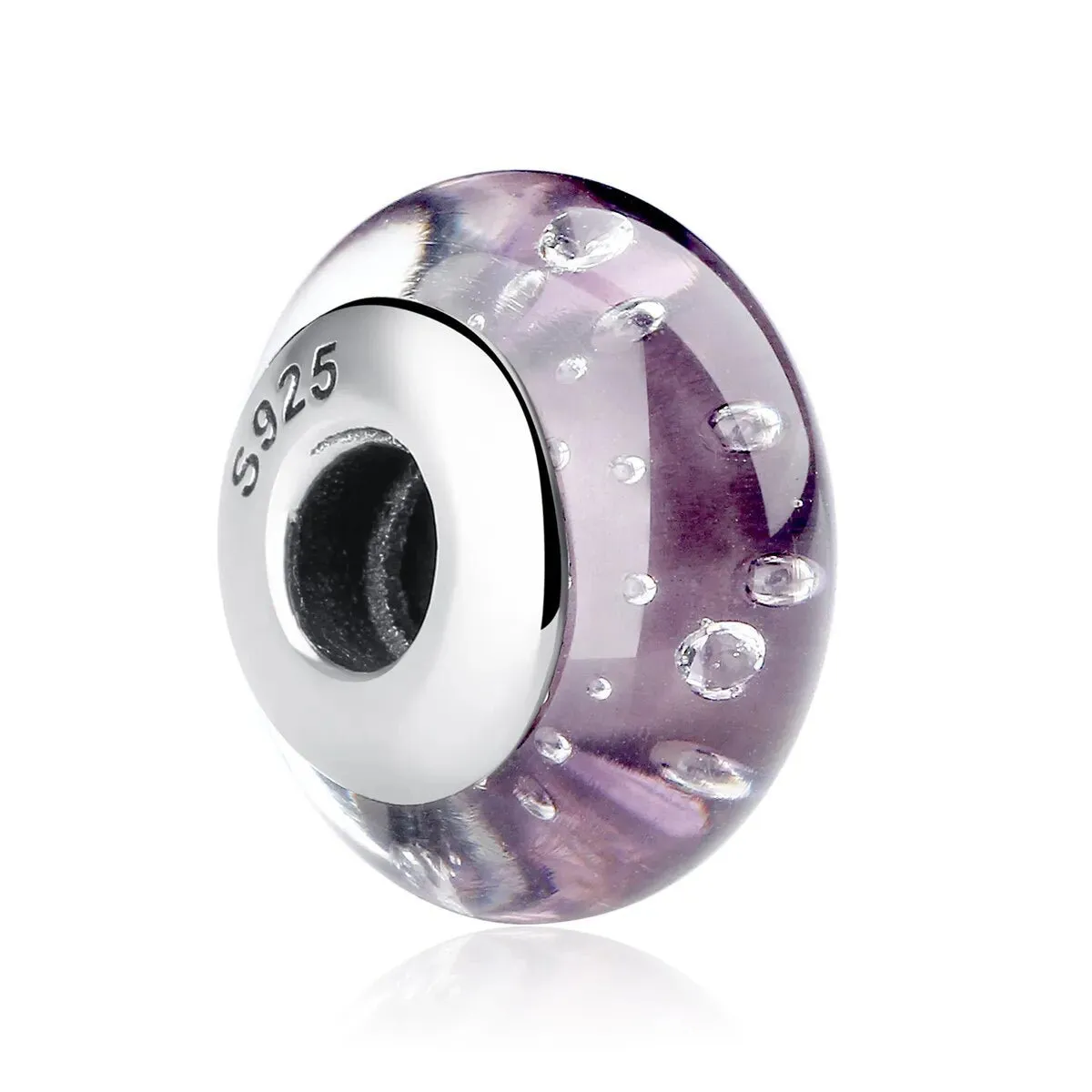 Purple Bubbles Murano Bead Charm