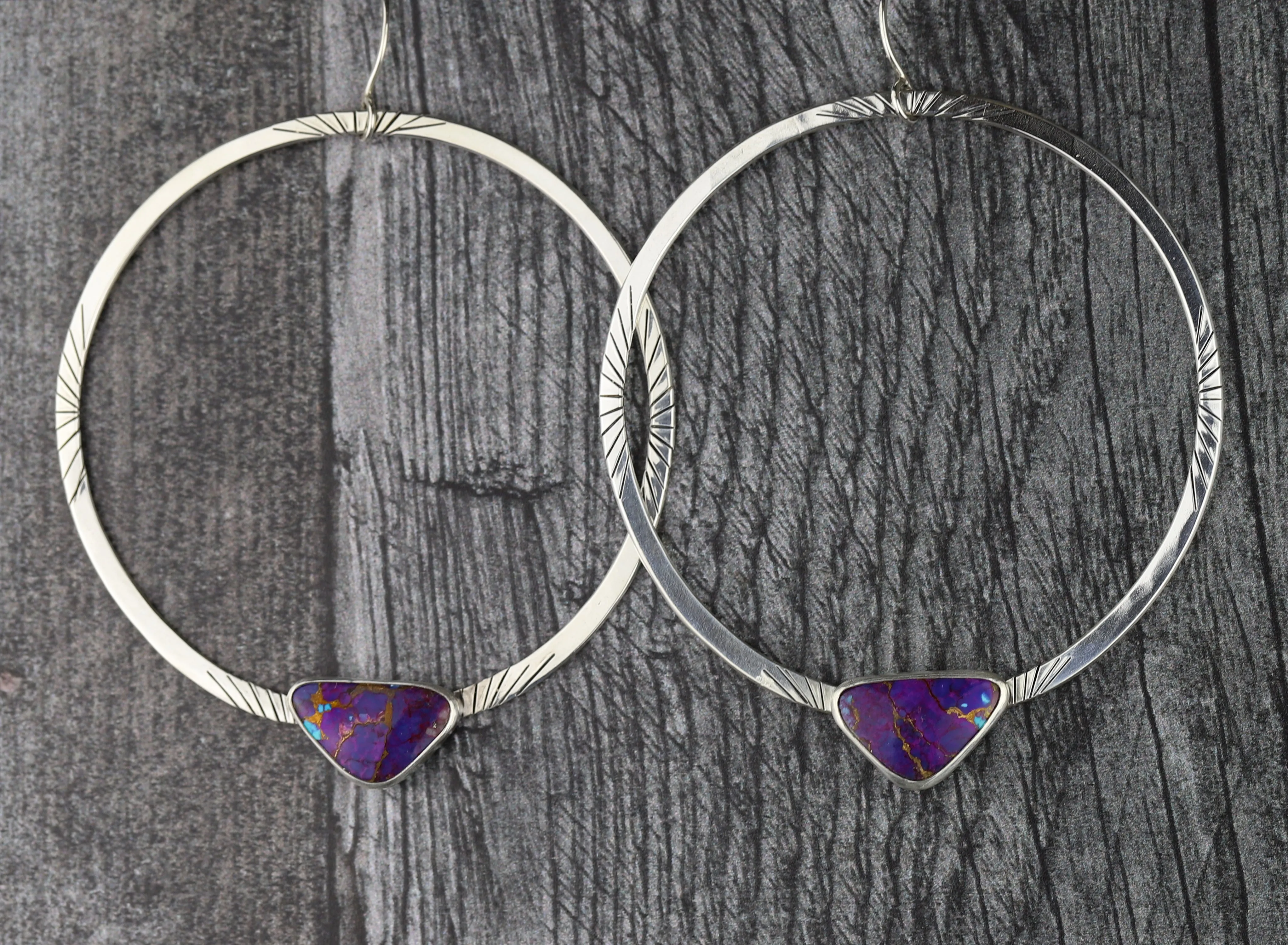 Purple Mojave Turquoise Hoop Earrings