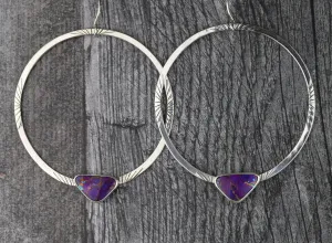 Purple Mojave Turquoise Hoop Earrings