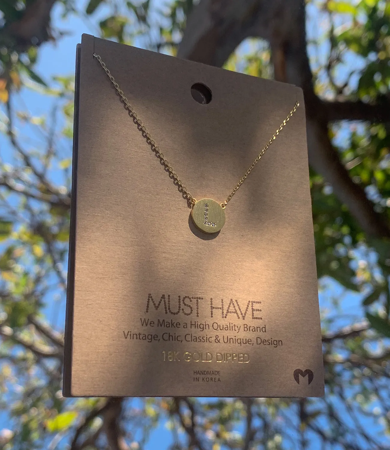 "L" Initial Necklace(Gold)