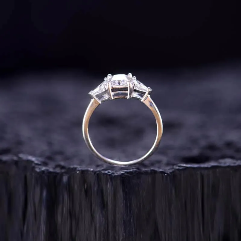 Radiant Cut 6x8mm 2.0ct Moissanite Triangle Ring