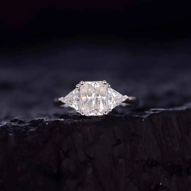 Radiant Cut 6x8mm 2.0ct Moissanite Triangle Ring
