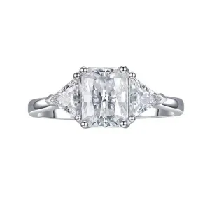 Radiant Cut 6x8mm 2.0ct Moissanite Triangle Ring