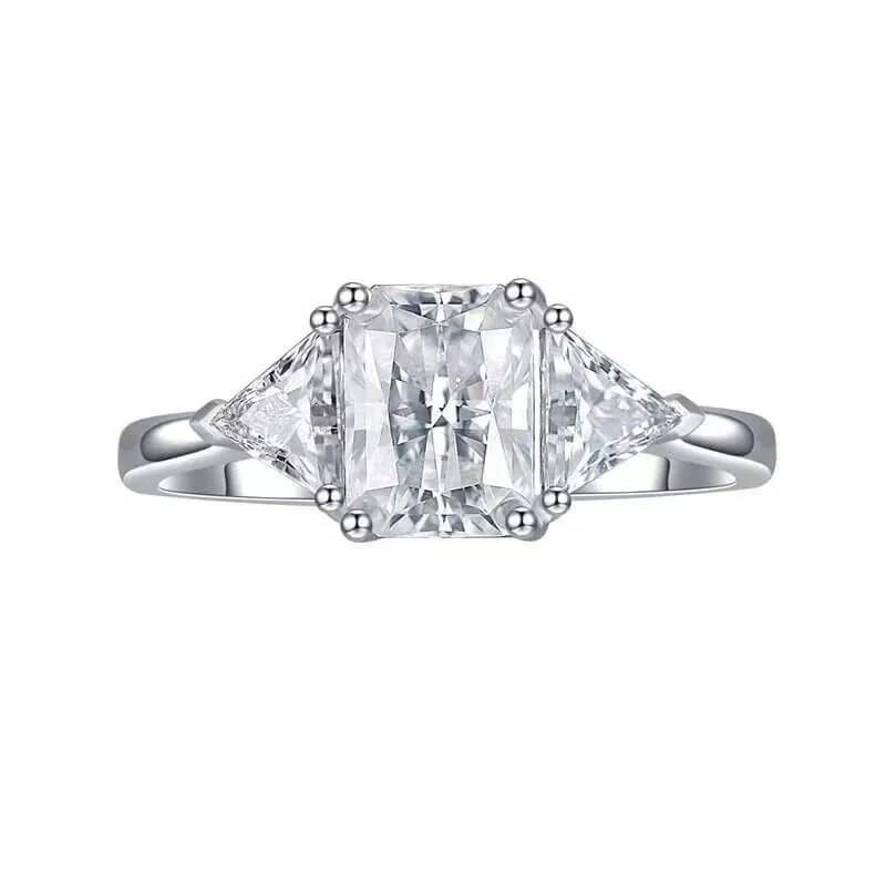 Radiant Cut 6x8mm 2.0ct Moissanite Triangle Ring