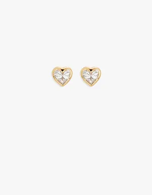 Radiant Heart Stud Earrings - 18K Gold Vermeil
