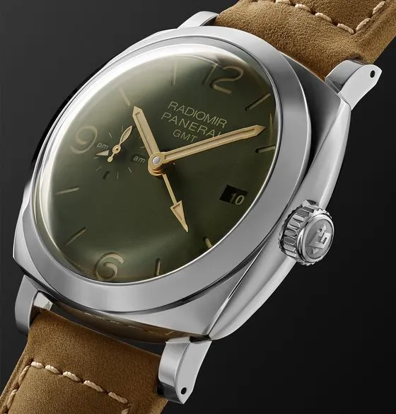 Radiomir GMT Automatic 45mm Stainless Steel and Leather Watch