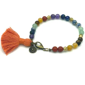 Rainbow Chakra Brass Charm Bracelet