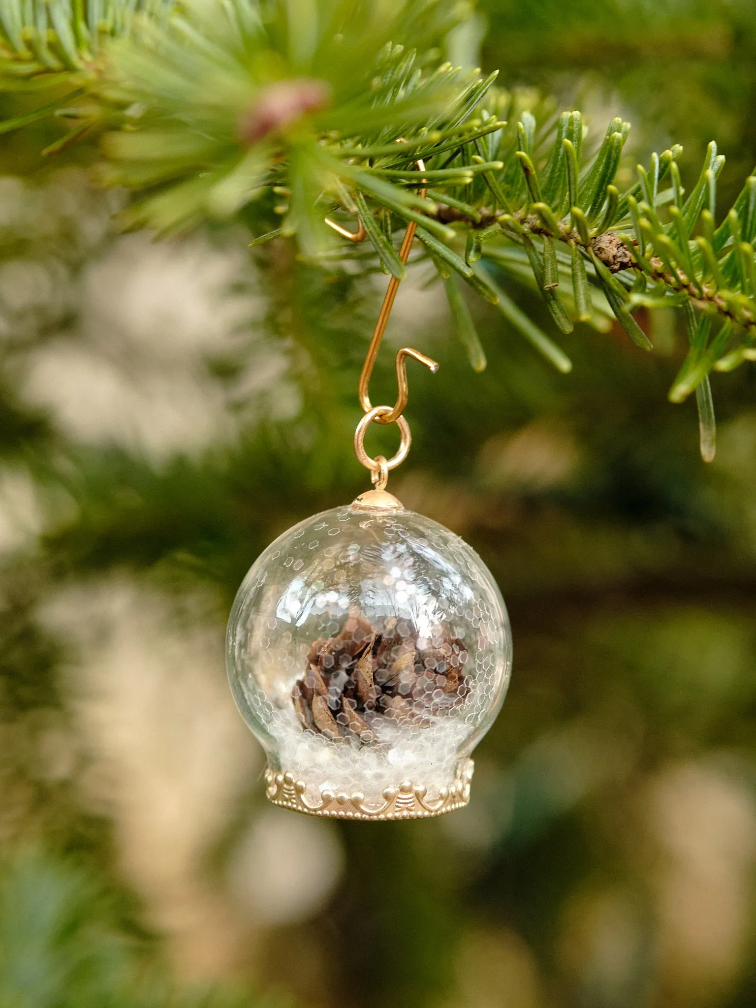 Real Pinecone Convertible Necklace to Ornament.