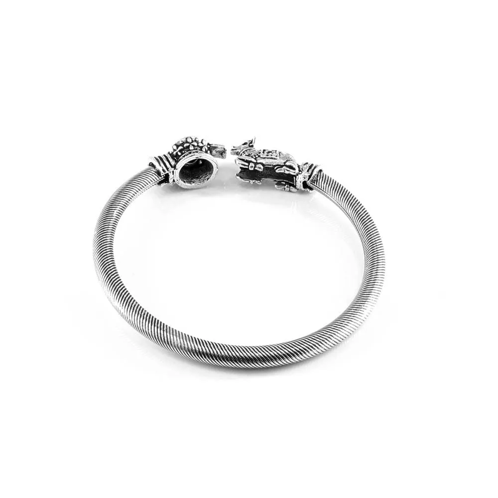 Real Sterling Silver Lord Shiv Shivling With Nandi Kada For Mens