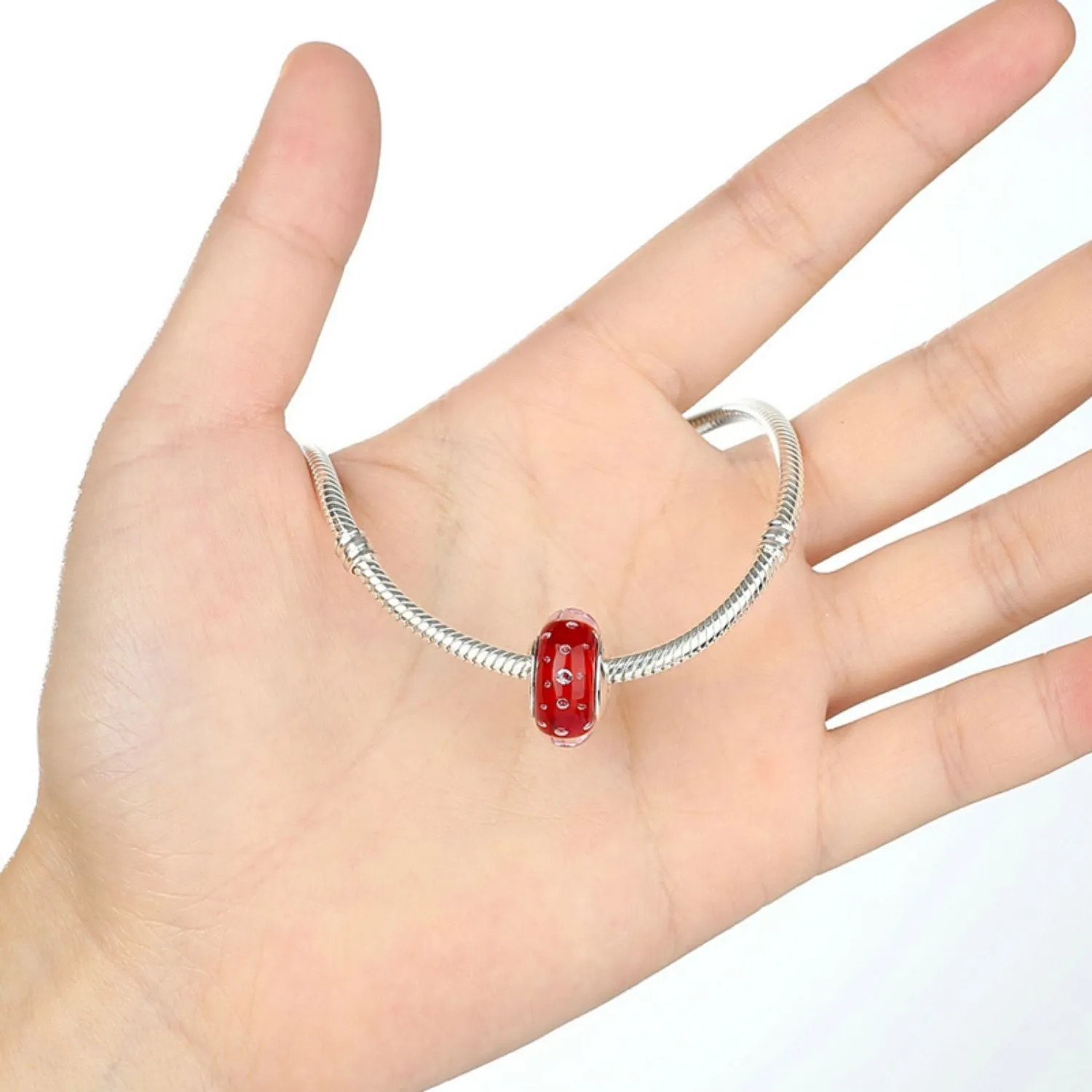 Red Bubbles Murano Bead Charm