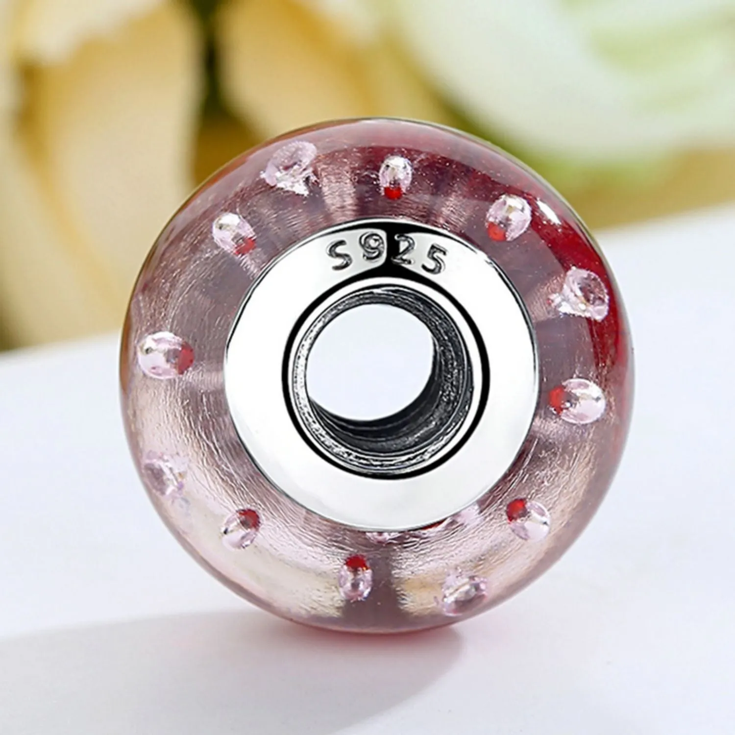 Red Bubbles Murano Bead Charm