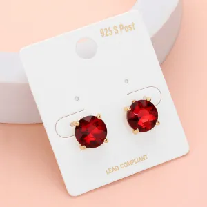 Red Round Stone Interview Stud Earrings | Red Stud Earrings |  638102