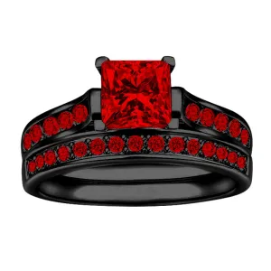 Red Square Zircon Wedding Rings Stainless Steel Red Carbon Fiber Celtic