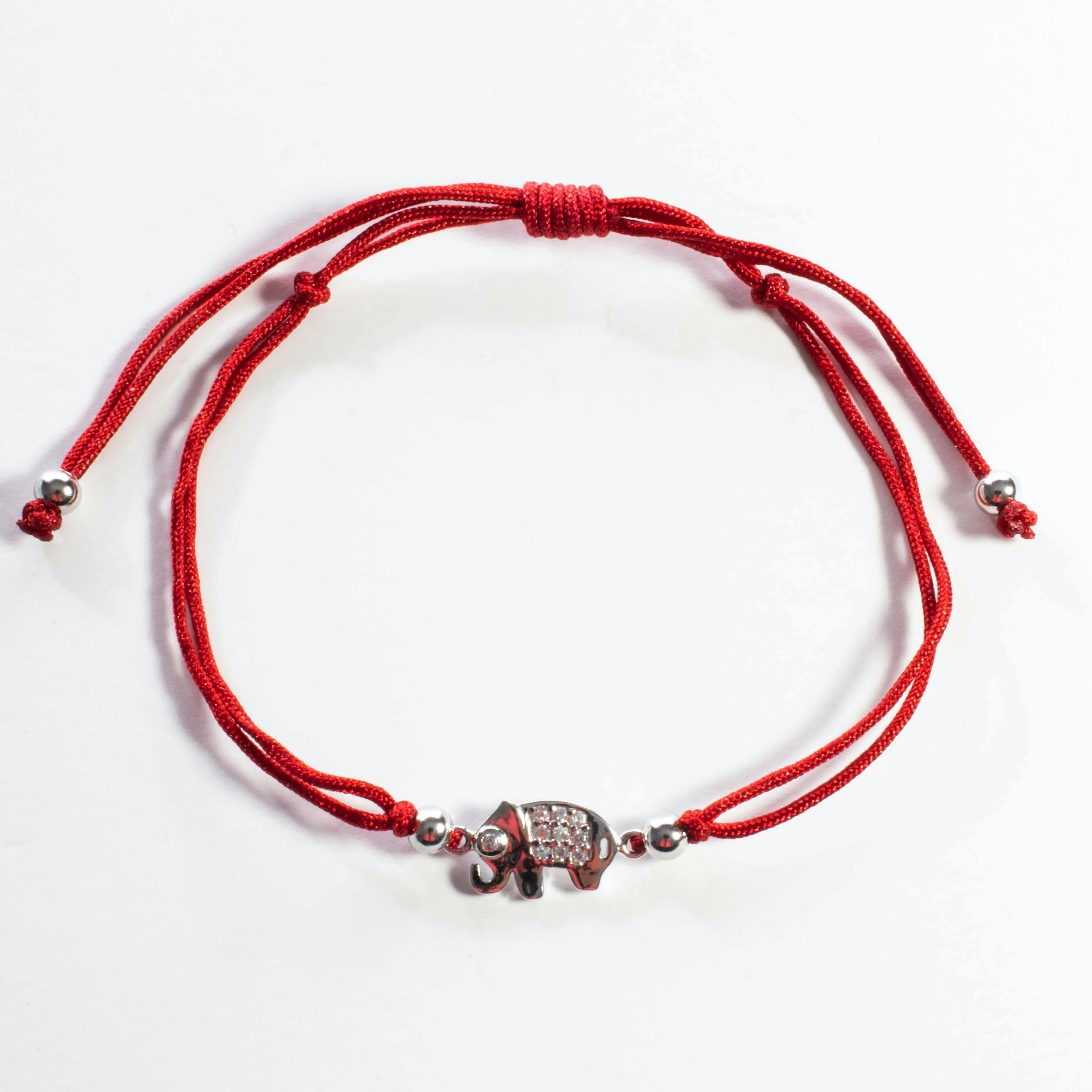 Red String Elephant Bracelet - Gold or Silver