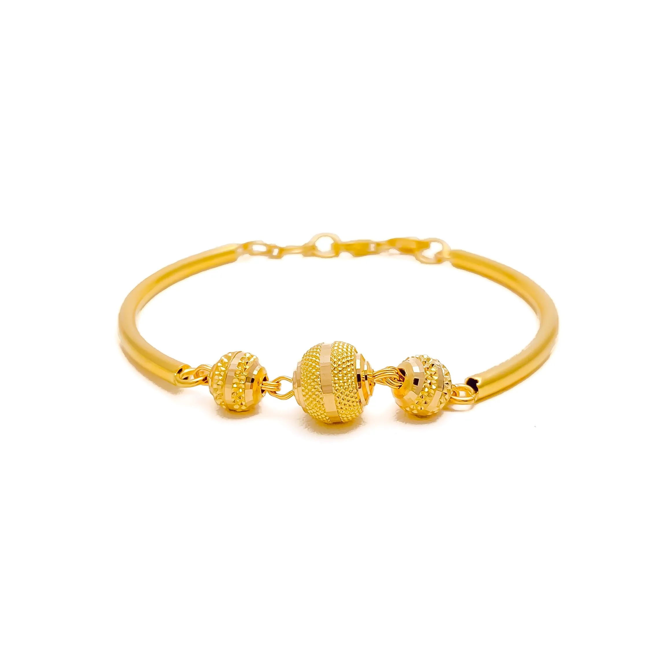 Refined Charming 22k Gold Orb Flexi Bangle Bracelet