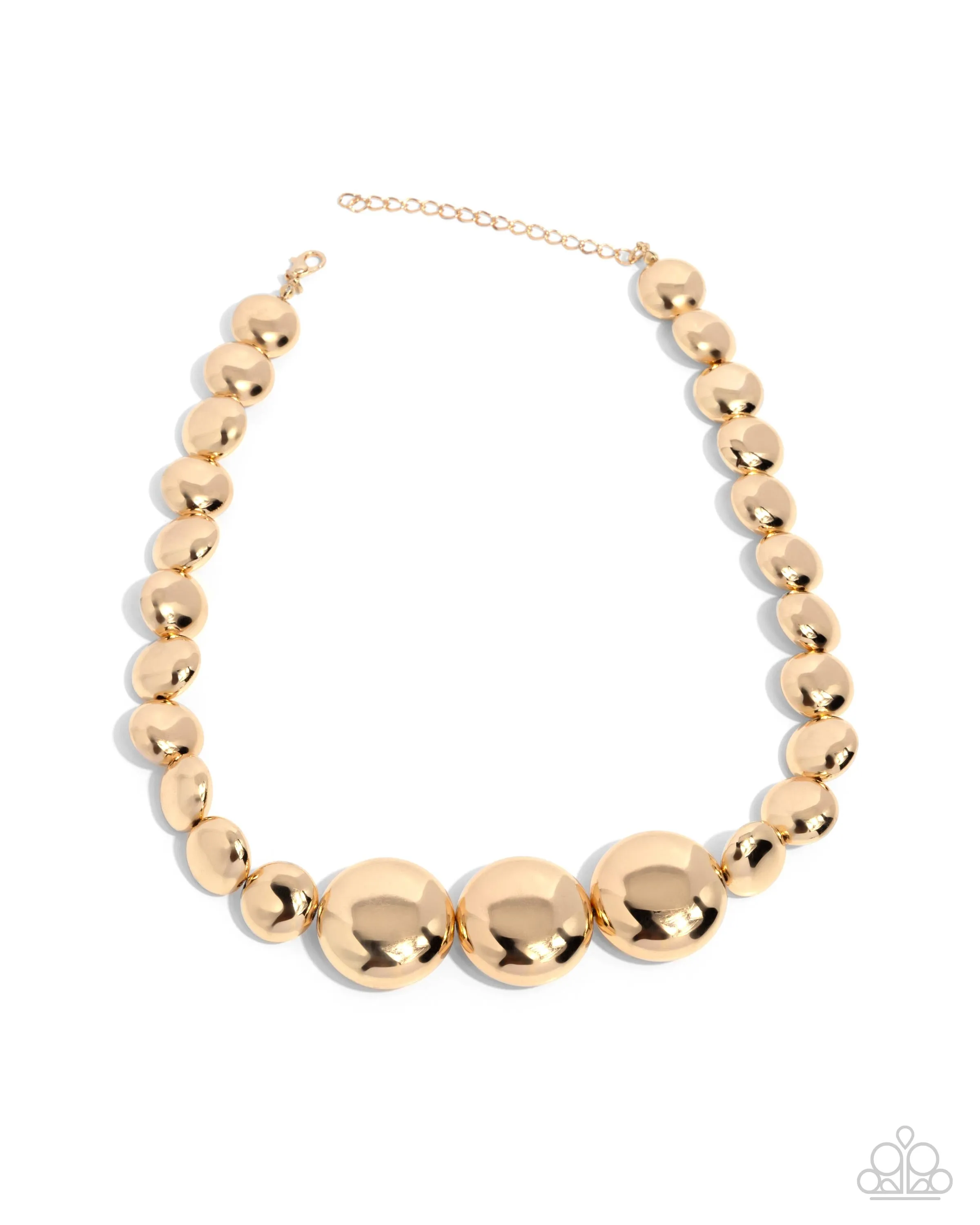 Reflective Roar - Gold - High-Sheen Disc Beads Paparazzi Short Necklace