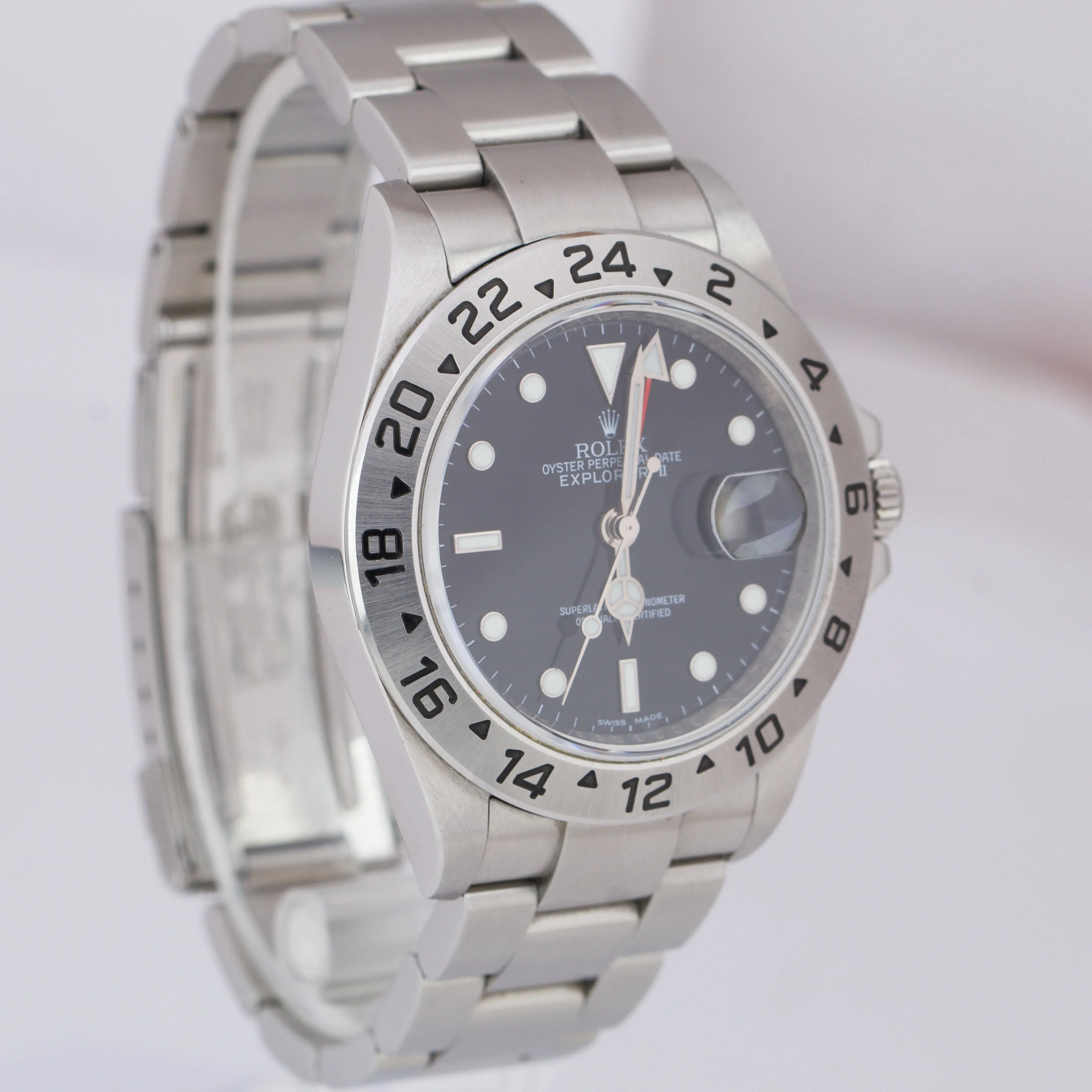 REHAUT UNPOL. 3186 Rolex Explorer II Black GMT Stainless Steel 40mm Watch 16570