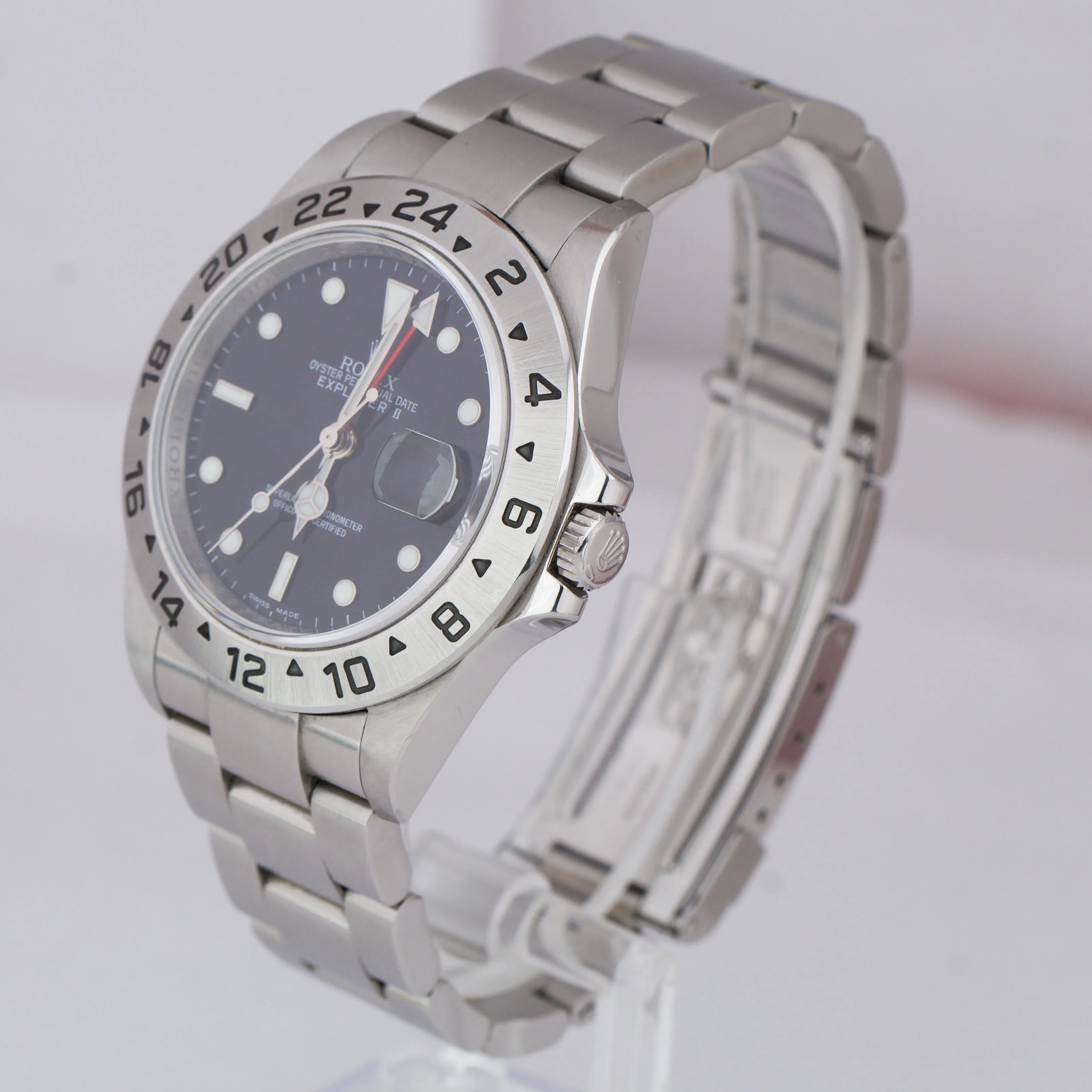 REHAUT UNPOL. 3186 Rolex Explorer II Black GMT Stainless Steel 40mm Watch 16570
