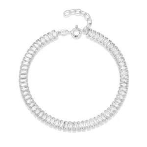 Reign Sterling Silver Rhodium Plated (4mm) Baguette CZ Bracelet