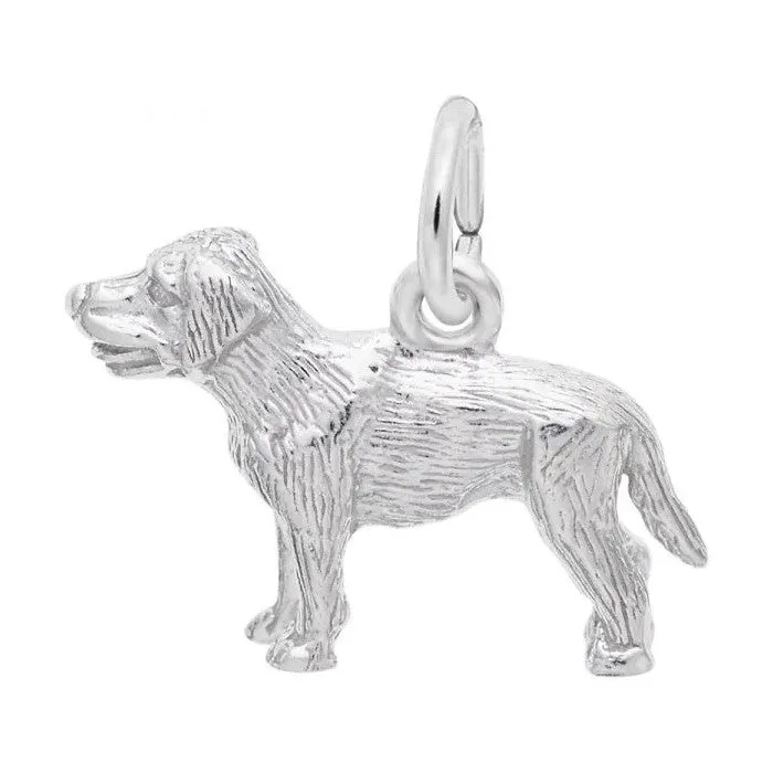 Rembrandt Charm Sterling Silver Rhodium or Gold Plated Labrador Dog Pendant