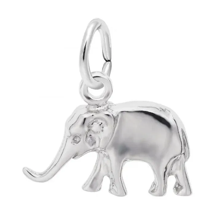 Rembrandt Charms Sterling Silver Rhodium or Gold Plated Elephant Pendant Sterling Silver