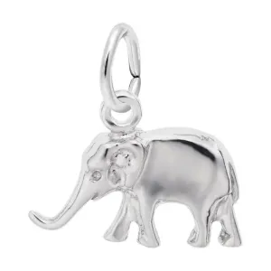 Rembrandt Charms Sterling Silver Rhodium or Gold Plated Elephant Pendant Sterling Silver