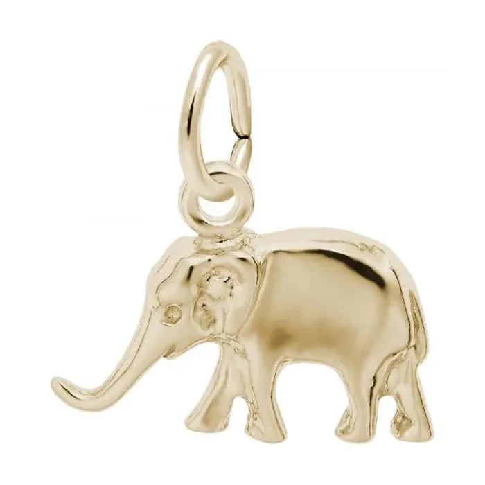 Rembrandt Charms Sterling Silver Rhodium or Gold Plated Elephant Pendant Sterling Silver