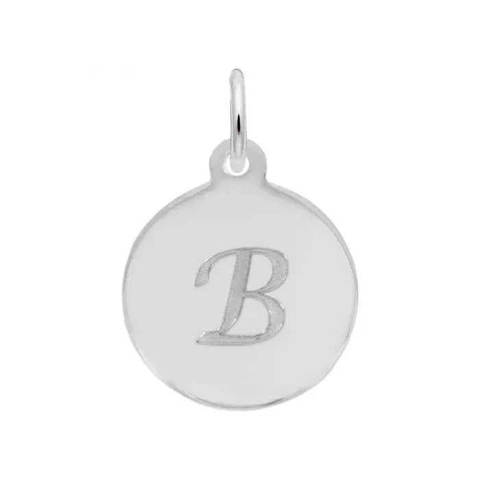 Rembrandt Charms Sterling Silver Rhodium or Gold Plated Initial B Disc Pendant